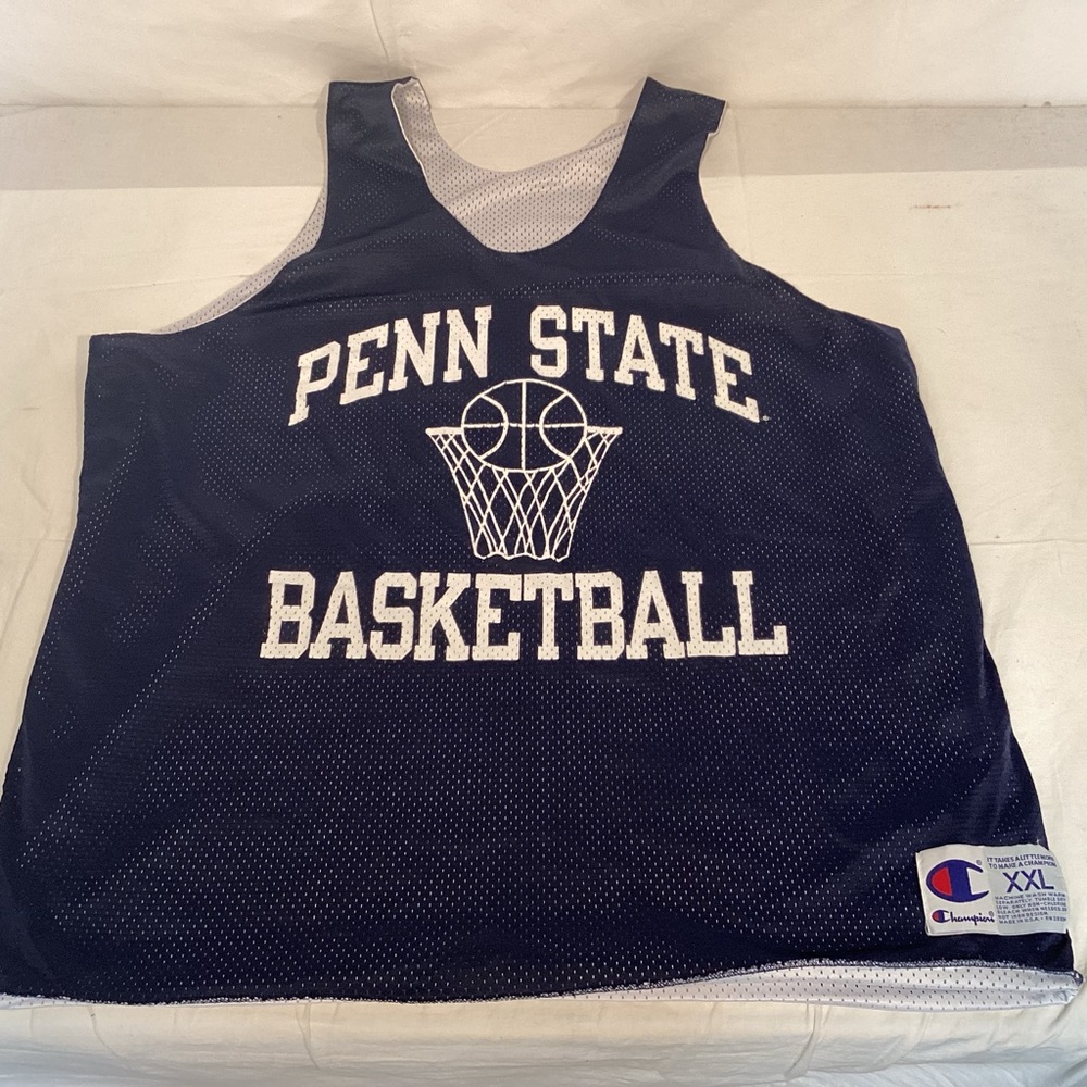 Champion Vintage Penn State Nittany Lions Blue and White Basketball Mens Jersey
